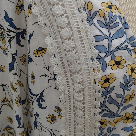 Anthropologie Fall Dress Cottagecore Peasant Floral 12 Crochet Boho Maxi Lace L - Picture 4 of 16